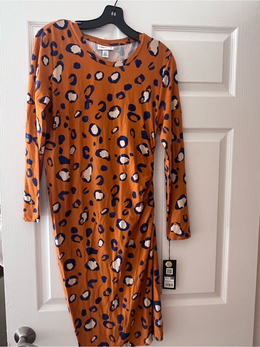 3.1 Phillip Lim Orange Long Sleeve Animal Print Midi Dress